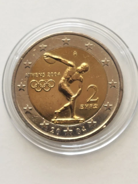 2 Euro Münze Olympische Spiele 2004 Wert 2 EURO GRIECHENLAND Olympische Spiele 2004 Diskuswerfer sehr selten EUR